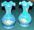 120296 BRISTOL GLASS VASES 19TH CENTURY PAIR H APPR