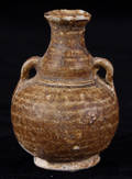 113193 SAWANKHALOK SIAM BROWN GLAZED STONEWARE JAR 1
