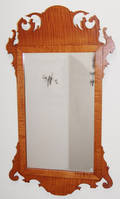 1393 AMERICAN CHIPPENDALE TIGER MAPLE MIRROR C 1800