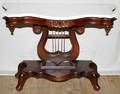 22296 MAHOGANY SERPENTINE FRONT CONSOLE TABLE MARBLE