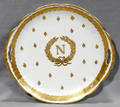020437 DRESDEN OVAL PORCELAIN PLATE WGOLD NAPOLEON EM