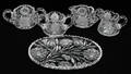 011467 WATERFORD QUALITY CUT GLASS OVAL TRAY CREAMERS