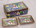 121461 CHINESE ENAMELED BOX AND DISHES THREE PIECES