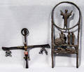 120341 GREEK IRON ICON SCULPTURE  CROSS WITH ENAMEL O