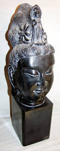 120322 ORIENTAL POTTERY BUST OF QUAN YIN H 25 W 6 1