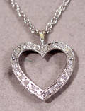 2402 DIAMOND HEART SHAPED LAVALIERE ON 14KT WHITE GOLD