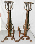 1431 WROUGHT IRON ANDIRONS PAIR H 29