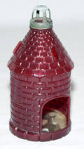 0388 FRENCH RUBY GLASS LANTERN 19TH CENTURY H 7 14