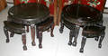 22228 CHINESE CARVED WOOD TEA TABLE AND STOOLS TWO SE