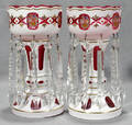 22341 CZECHOSLOVAKIAN CRANBERRY CASED GLASS LUSTERS O
