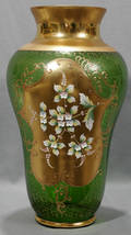 22338 VENETIAN MURANO BLOWN GLASS VASE FIRED GOLD RAIS