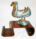 012331 CHINESE CLOISONNE DUCK FORM INCENSE BURNER H 9