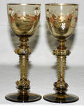 011503 AMBER WINE GLASSES C 1880 SET OF 13 H 75