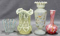 011478 GLASS VASELINE BRISTOL OVERLAY AND MURANO VAS