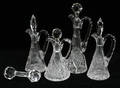 011494 CUT GLASS CRUETS  KNIFE REST 5PCS H 7  9