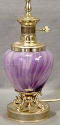 122375 LAVENDER GLASS BASE TABLE LAMP H 24