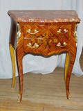 122346 LOUIS XV STYLE INLAID SATINWOOD COMMODE WITH MA