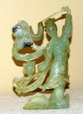 2463 CHINESE CARVED JADE FIGURE OF A MAIDEN H 8 12