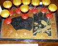 0436 JAPANESE LACQUER TRAY WITH MARTINI GLASSES 9PCS