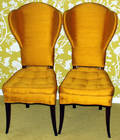 021526 SILK UPHOLSTERED HOST AND HOSTESS CHAIRS CIRCA