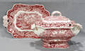 011521 MASONS PINK VISTA SOUP TUREEN WITH LID TRAY