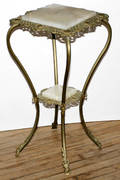 122389 BRASS  ONYX STAND TWO TIER LATE 19TH C H 3