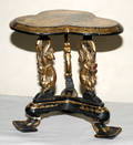 122386 CARVED EBONY SIDE TABLE WITH GILT DECORATION C
