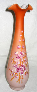 121536 VICTORIAN PEACH BLOW GLASS VASE CIRCA 1880 H