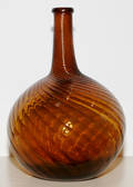 121532 ZANESVILLE OHIO BLOWN GLASS FLASK HONEY COLOR