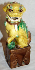 120397 CHINESE GLAZED POTTERY FOO DOG CIRCA 1900 H 9