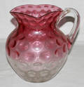0493 AMERICAN CRANBERRY TO CLEAR GLASS PITCHER THUMB