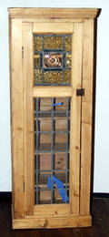 0485 PINE LEADED GLASS BOOKCASE ANTIQUE H 5 7 W 2