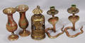 0470 INDIAN BRASS CANDLESTICKS VASES  A LANTERN CIR