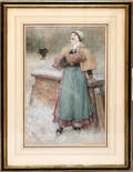 22117 GEORGE HENRY BOUGHTON GOUACHE ON PAPER WOMAN