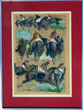 22130 WATERCOLOR OVER HORSE RACING FORM SCHEDULE JOCK