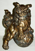 020543 ORIENTAL COMPOSITION BRONZE COLOR FOO DOG H17