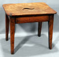 012410 ENGLISH FRUITWOOD PARLOR STOOL 1840 H 13 L