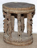 011585 AFRICAN CARVED WOOD STOOL H 11 DIA 10