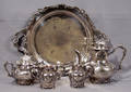 011565 DERBY SILVER CO SILVER PLATE TEA SET AND 16 T