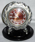 010485 USSR GLASS AND CHROME DESK CLOCK C1950 H 8