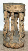 113363 AFRICAN FIGURAL STOOL H 14 12 DIA 7 12