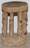 113362 AFRICAN FIGURAL STOOL H 15 DIA 9 12