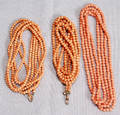 2539 CORAL WATCH CHAIN L 25  TWO CORAL BEAD NECKLA