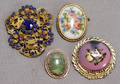 2537 12K FILIGREE GREEN STONE LIMOGES PINS FOUR