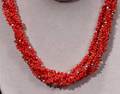 2523 RED CORAL SIX STRAND NECKLACE SILVER CLASP BEADS