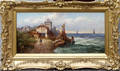 2516 UNSIGNED OIL ON CANVAS EUROPEAN VILLAGE SEASIDE