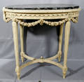 22455 FRENCH CARVED WOOD TABLE BELGIAN MARBLE TOP 191
