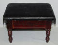 020586 ORIENTAL STYLE UPHOLSTERED MAHOGANY FOOT STOO