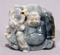 012430 GREEN JADE BUDDHA WITH SCROLL H 2 34