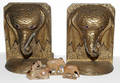 011626 CARVED WOOD BOOKENDS 8 PLUS 2 MINIATURE WOOD E